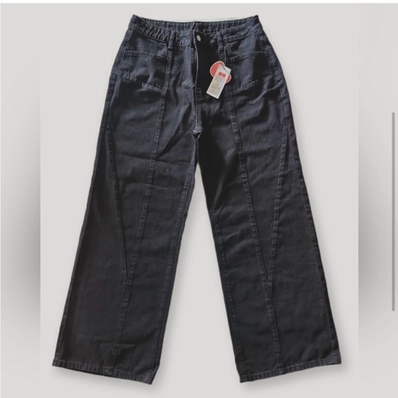 Cider High Waisted Loose Fit Wide Leg Trouser Jeans Pants, Black, Size XL, NWT - Picture 5 of 11